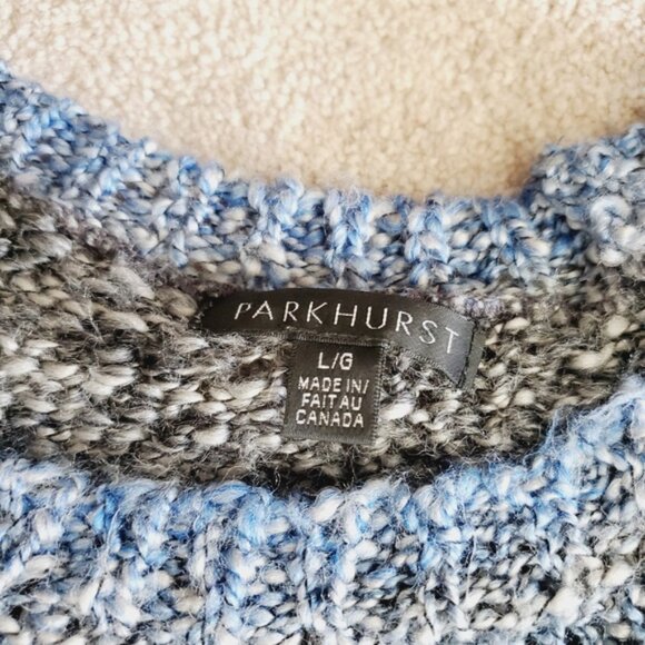 Parkhurst Canada Knit Chunky Artsy Lagenlook Fisherman Boho Blue Sweater L - Picture 3 of 7